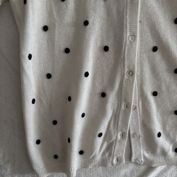 Vtg 90s Y2K Cardigan Polka Dots White Small Jaclyn Smith Fitted - Picture 5 of 7